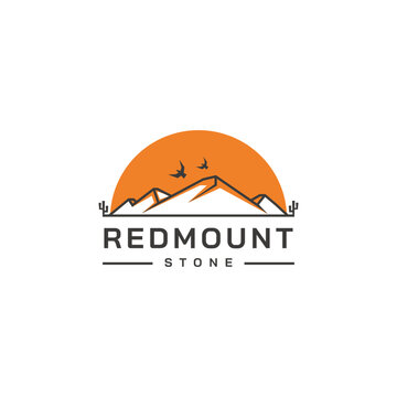 Nature Landscape logo design with mountain and cactus