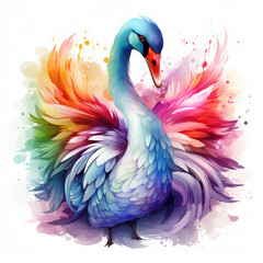 Watercolor Swan, clipart Illustration, Generative Ai