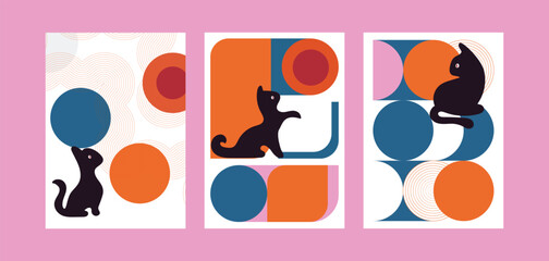 Kawaii Cats vector illustration  Smiling Kitty, cute and round-faced cat