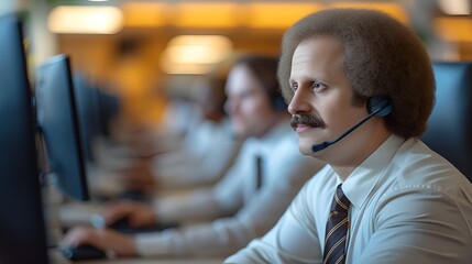 Customer service - call center - office worker providing tech support 