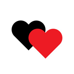 Intersecting hearts in black and red. Love and passion symbol. Valentine's Day design. Vector illustration. EPS 10.