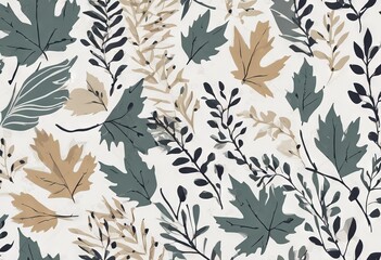 'Seamless print leaves Beautiful Design branches pattern stars textile leaves vector'