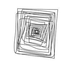 Abstract square spiral doodle. Black line geometric confusion. Hand drawn tangled art. Vector illustration. EPS 10.