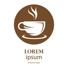 logo design of hot coffee in a glass with smoke