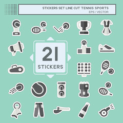 Sticker line cut Set Tennis Sports. related to Hobby symbol. simple design illustration