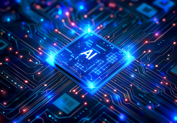 Obraz premium Photo of ai technology microchip background design with digital transformation concept
