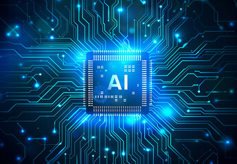 Photo of ai technology microchip background design with digital transformation concept