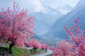 cherry blossom in the mountains