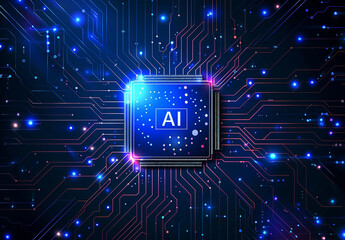Photo of ai technology microchip background design with digital transformation concept