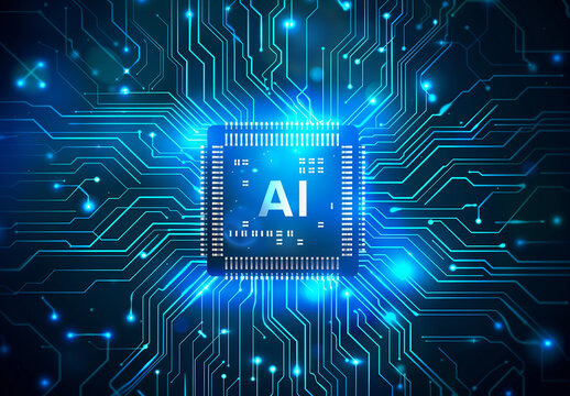 Photo of ai technology microchip background design with digital transformation concept