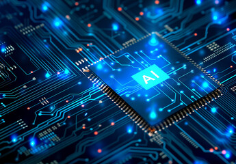 Obraz premium Photo of ai technology microchip background design with digital transformation concept