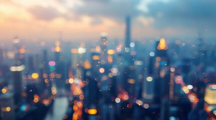 A blurred landscape of sprawling skysers and bustling city streets serves as the backdrop for the Defocused Framework of Synergetic Efforts. The hazy dreamlike quality represents the .
