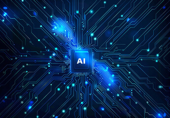 Photo of ai technology microchip background design with digital transformation concept