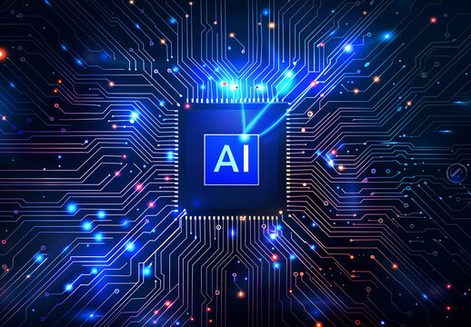 Photo of ai technology microchip background design with digital transformation concept