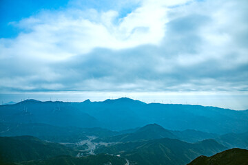 Zhufengding, Ganzhou City, Jiangxi Province - wind turbines on high mountains