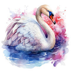 Watercolor Swan, clipart Illustration, Generative Ai