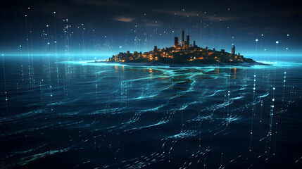 Digital technology navigating future trajectories in the AI-landscape PPT background