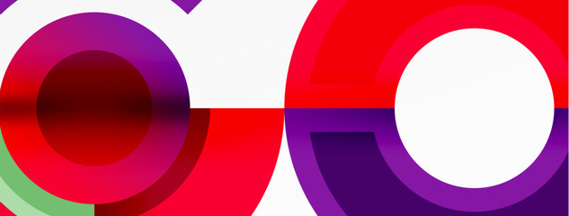 A vibrant design featuring a red, purple, and white circle with a white circle in the middle. This colorful pattern showcases symmetry and artistic flair with elements of electric blue and magenta - obrazy, fototapety, plakaty