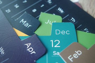 detail shot of a calendar on table,