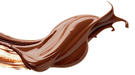 smooth liquid chocolate flow horizontal isolated on white background  