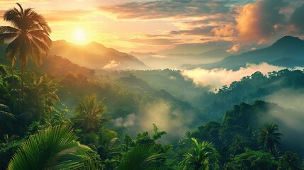 forest, background, green, landscape, mist, sky, natural, nature, plant, park, white, beautiful, tree, view, blue, summer, yellow, wood, thailand, tropical, mountain, holiday, field, color, fog, outdo - obrazy, fototapety, plakaty