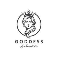 Ancient Greek Goddess of love and beauty Aphrodite logo icon vector illustration design