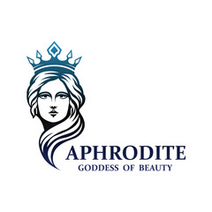 Ancient Greek Goddess of love and beauty Aphrodite logo icon vector illustration design