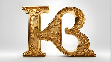 B in gold, isolated on a white background	