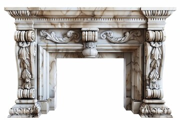 Elegant Fireplace mantel Isolated on white