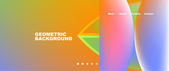 Vibrant geometric pattern with circles and triangles in electric blue and magenta colors, creating a dynamic and colorful background. Graphics include cylinders and rectangles