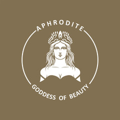 Ancient Greek Goddess of love and beauty Aphrodite logo icon vector illustration design