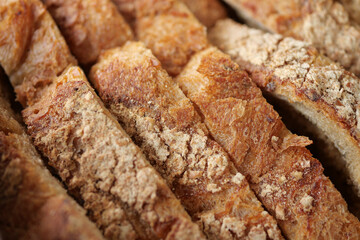 Sliced bread close up. baking background