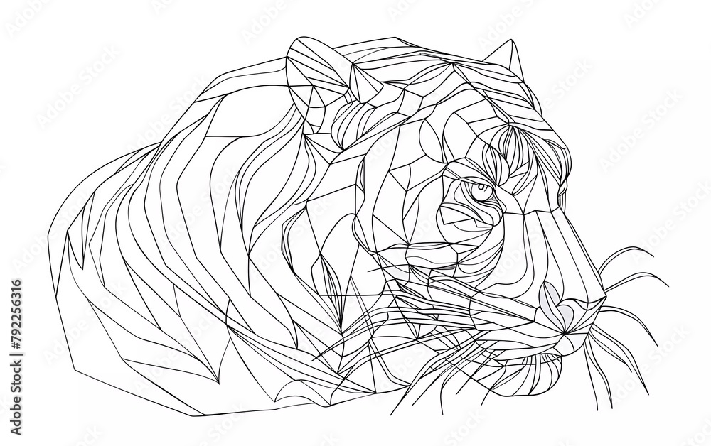 Poster animal tiger jump line art