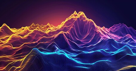 Futuristic Peaks in Digital Glow
