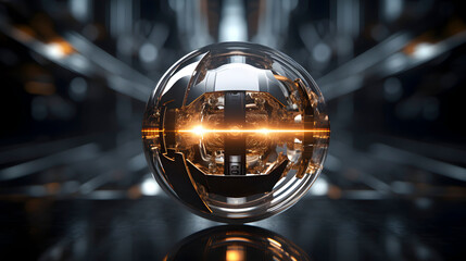 Digital technology micro view highly reflective sphere of glass abstract graphic poster web page PPT background