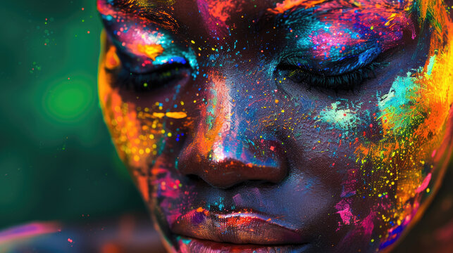 black woman, painted colorful