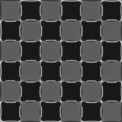 Background illustration of black interlocking squares resembling metal.