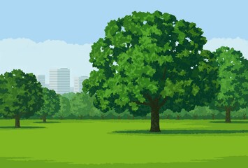 公園の木々とビル2