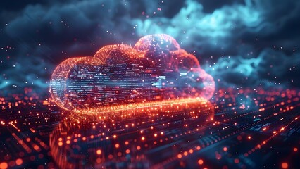 Enhancing Cloud Security: Implementing Visible Firewalls, Encryption Protocols, and Monitoring Interface. Concept Implementation Strategies, Cloud Security, Visible Firewalls, Encryption Protocols - obrazy, fototapety, plakaty
