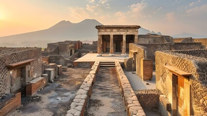 The Devastation of Pompeii's Ancient Ruins: A Haunting Portrayal of Volcanic Eruptions. Concept Ancient Ruins, Pompeii, Volcanic Eruptions, Haunting Portrayal, Devastation