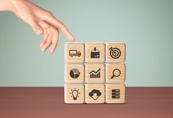 Logistic management process of planning icons on cubes