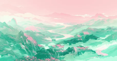 Fotobehang Mystic Valleys in Pink Hues  © Dinaaf
