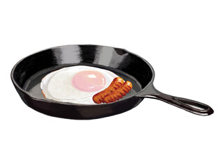 目玉焼きとウインナー（スキレット付き）
