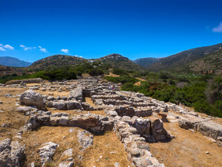 Remnants of building foundation in the ruin Gournia Minoan Town (Pachia Ammos, Crete, Greece)