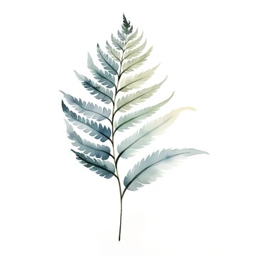 Watercolor fern branch isolated on white background. Hand painted illustration.