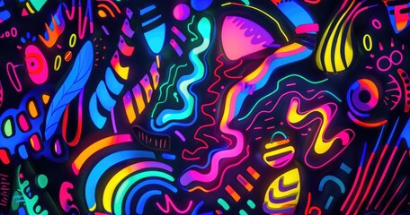 Abstract Neon Ribbons Unleashed
