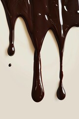 a chocolate dripping on a white background, in the style of detailed backgrounds, light yellow and dark beige, subtle humor, anti-gloss, bright backgrounds, patrick brown, black background  