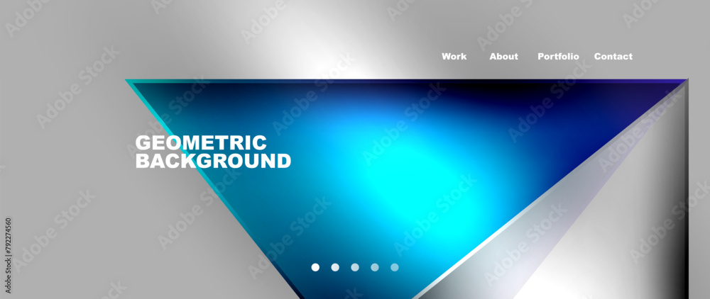 Poster a blue and white geometric background features a triangle in the center, creating a modern and sleek