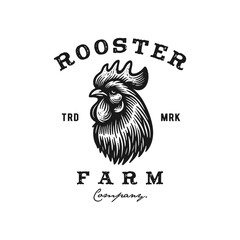 vintage logo rooster hand drawn vector illustration © Dreamer