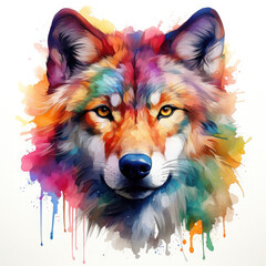 Watercolor Wolf Head, clipart Illustration, Generative Ai